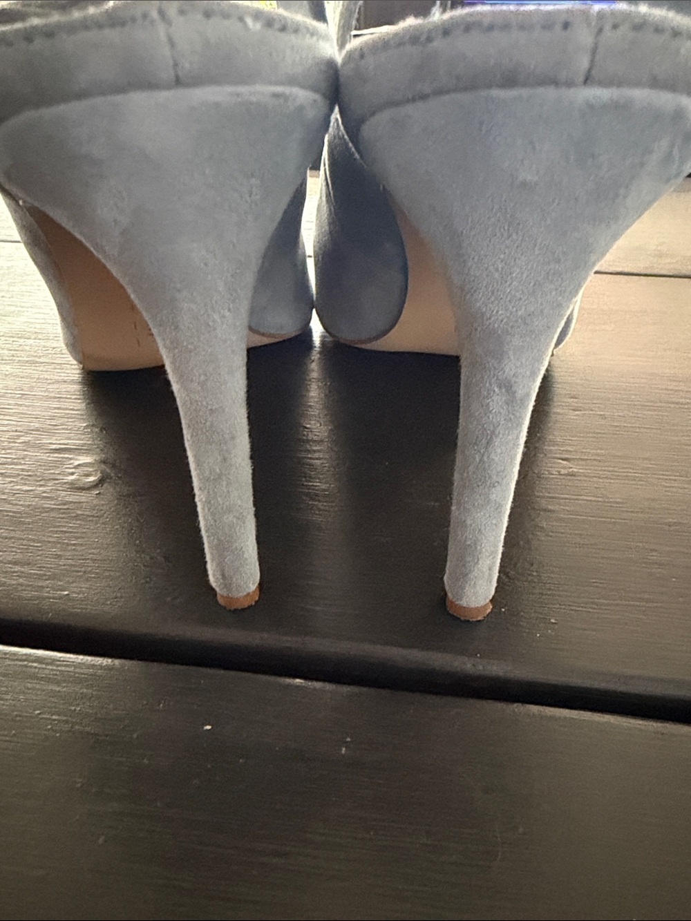 Gianni Bini Light Blue Gray Suede Pointed-Toe Ankle-Strap Heels - Picture 6 of 7